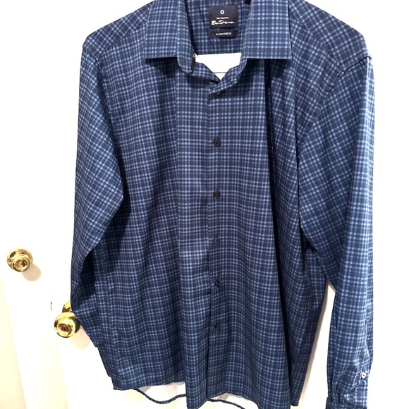 Ben Sherman Mens All-Way-Stretch Long Sleeve Button-down Shirt - Slim Fit Size L - Picture 3 of 3